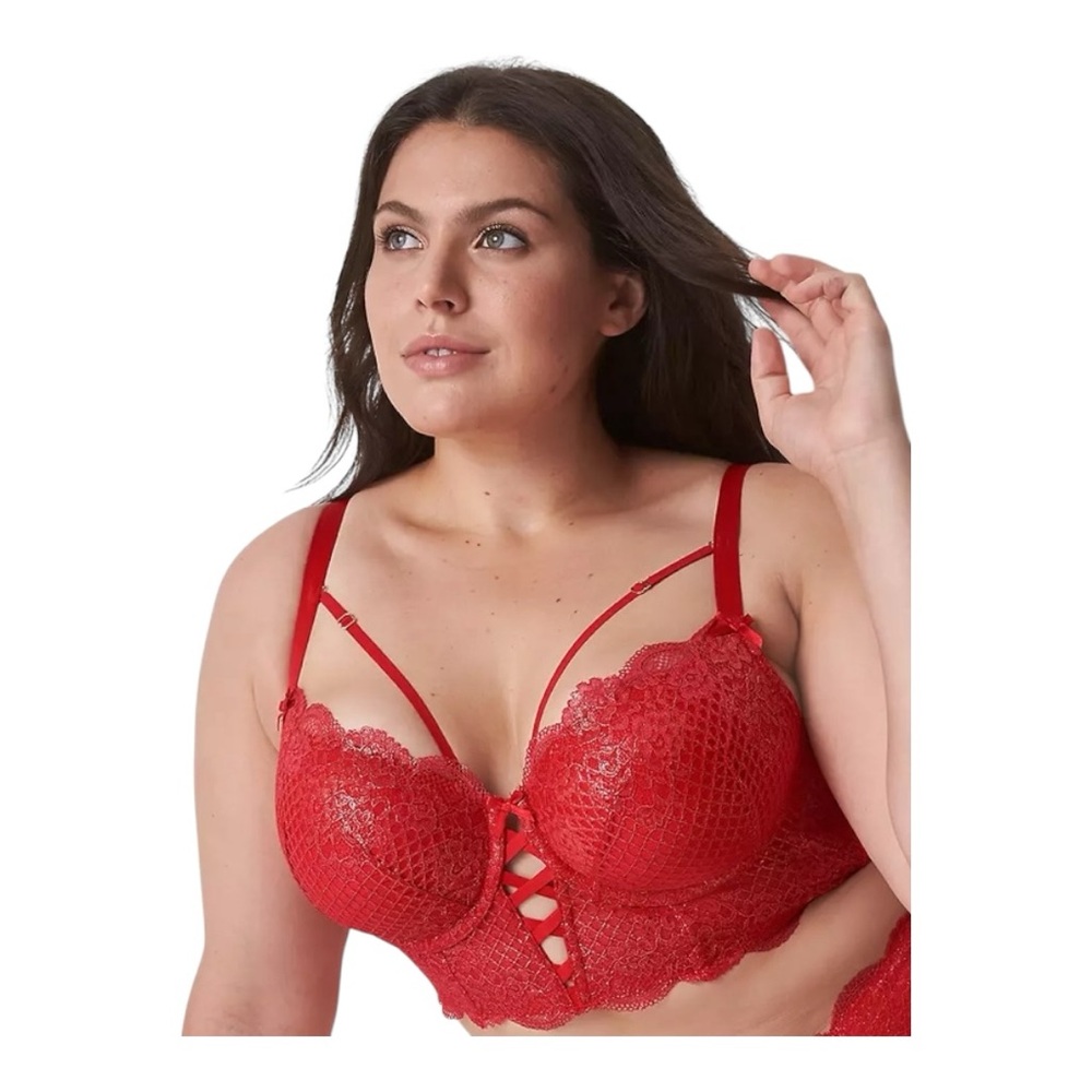 Red Lace Longline Boost Balconette Bra 42F